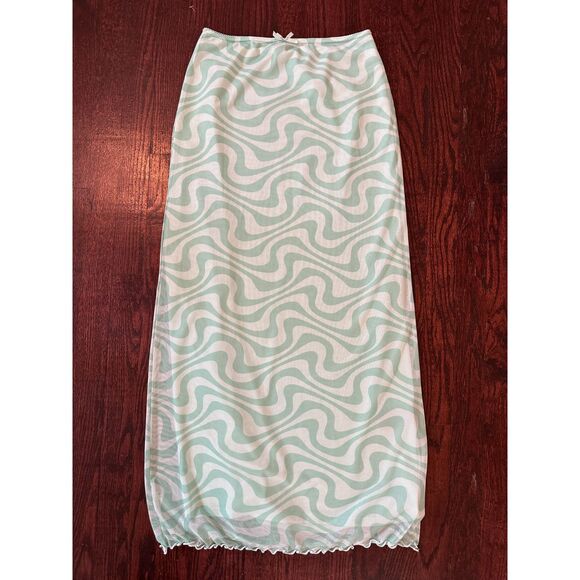Urban Outfitters Green Swirly Midi Skirt Size Small - Picture 5 of 9